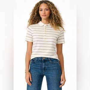 LAUREN Ralph Lauren Cream Striped Polo Shirt | Quiet Luxury Preppy Chic